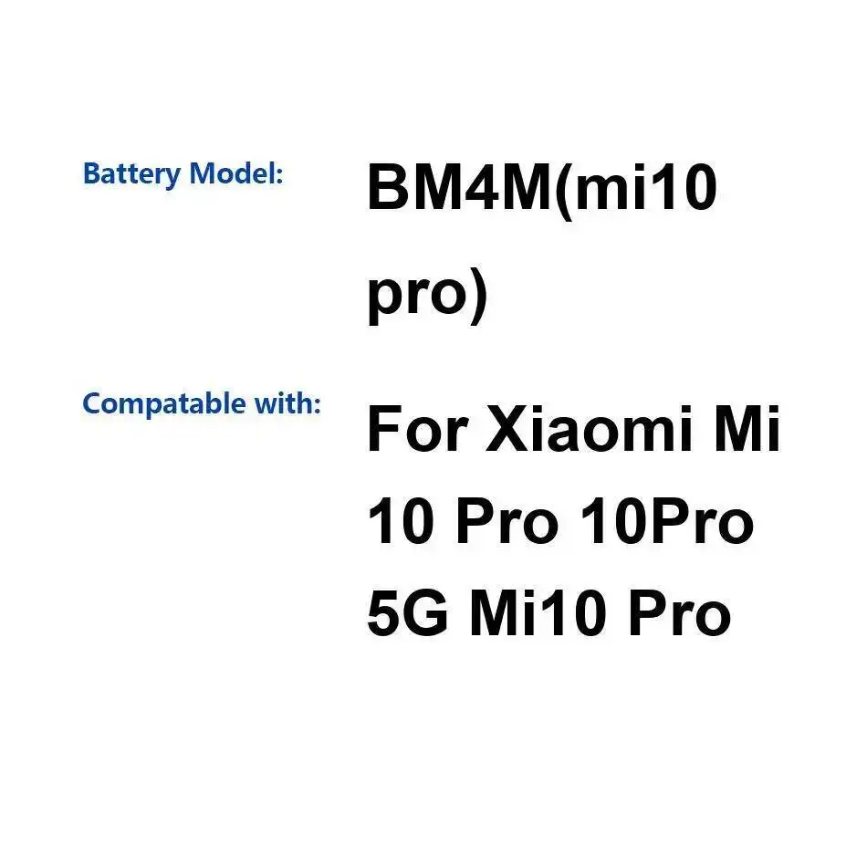 

For Xiaomi MI 10 Pro 5G Mi10 BM4M Safe 4400Mah Mobile Phone Battery High Performance