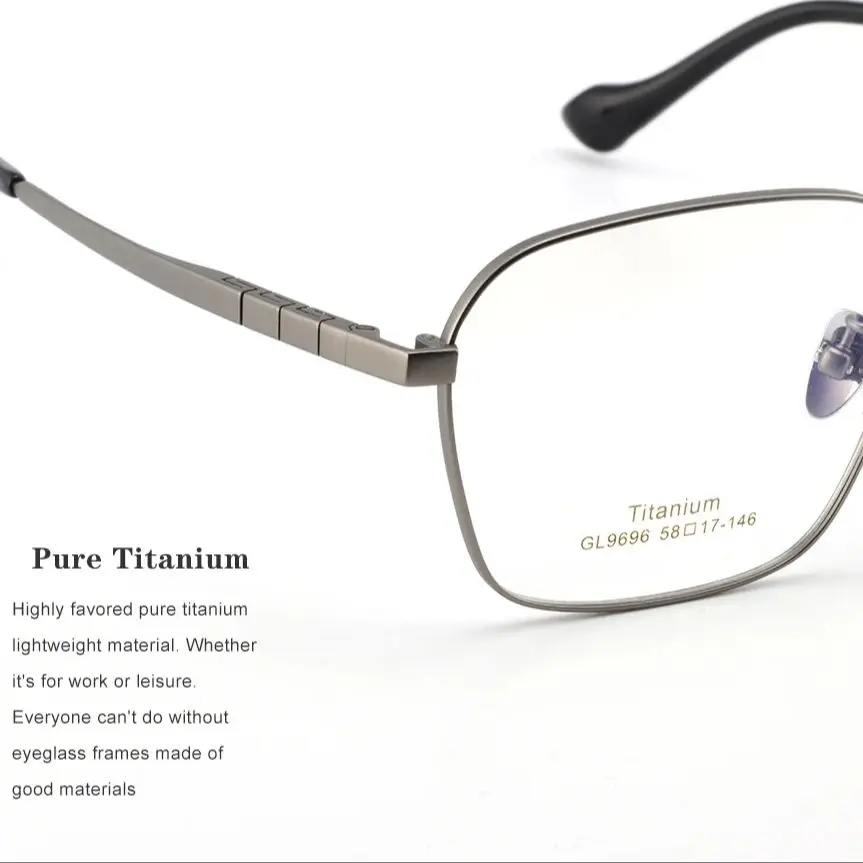 แว่นตา KUXA ทรงกว้าง ไทเทเนียมแท้ สำหรับผู้ชาย แว่นสายตาสั้น สายตายาว แว่นโปรเกรสซีฟ ระยะไกล รุ่น Great Wall Spring