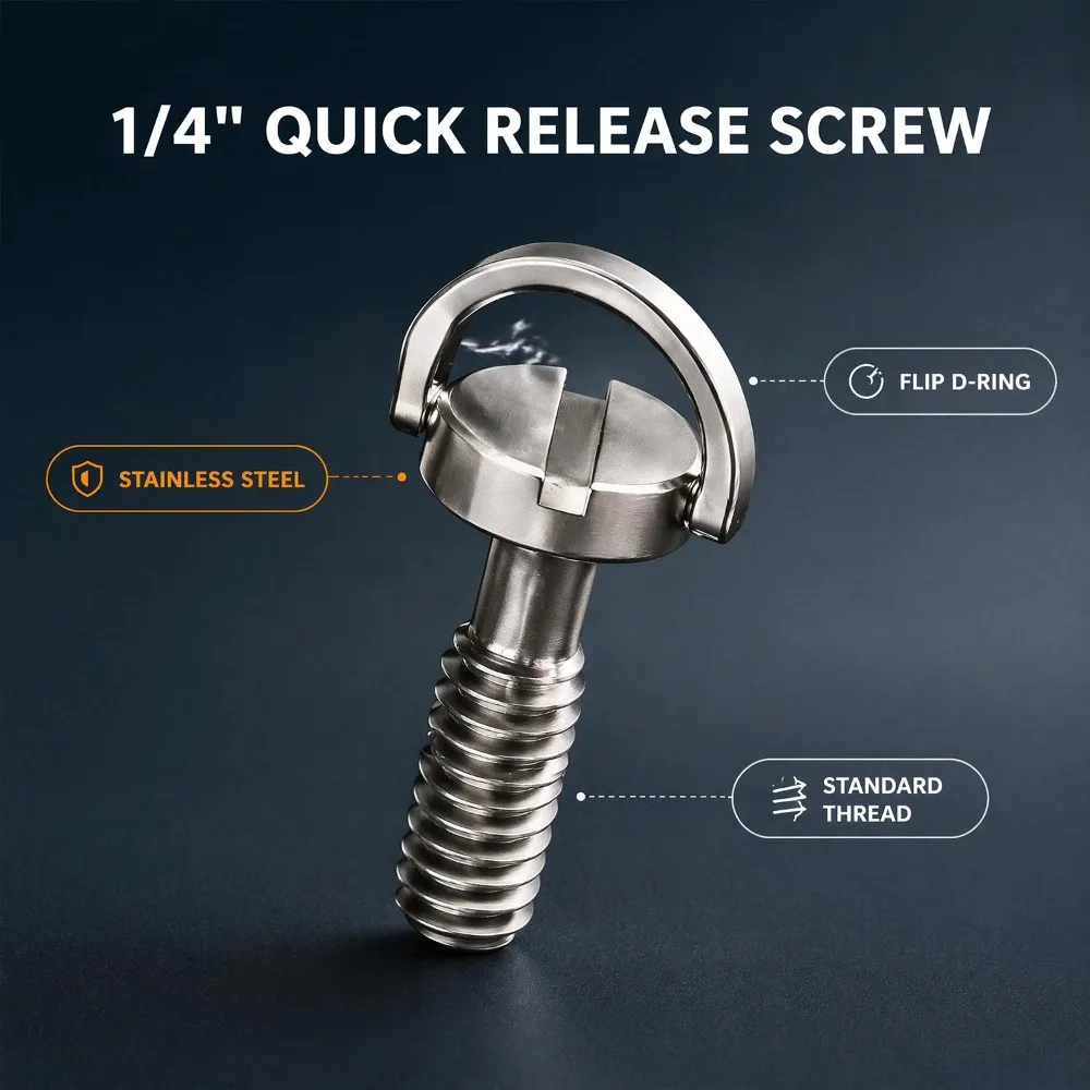 1-3Pcs 1/4'' D-Ring Mounting Fixing Screws Camera Quick Release Screw Adapter for Camera Tripod Handheld Gimbal Monopod Plate