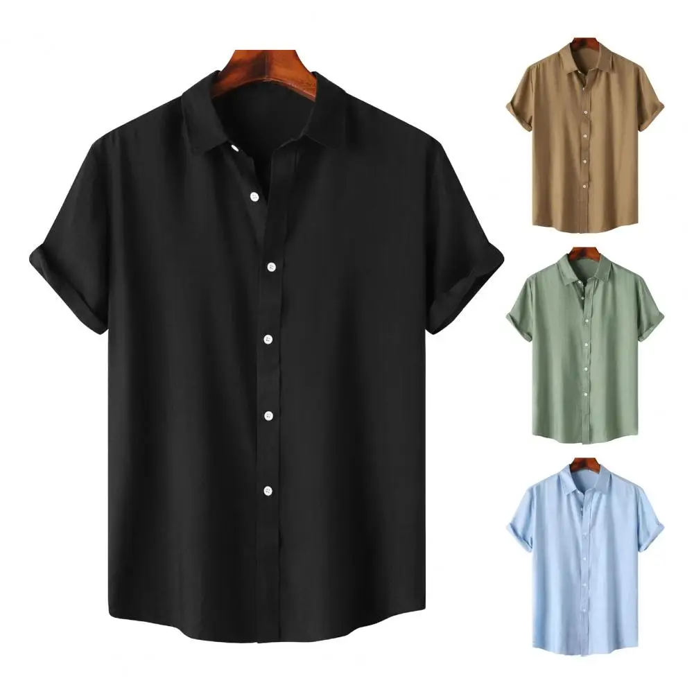 Short Sleeve Summer Shirt Versatile Men's Office Shirt Breathable Stretchy Collared Top for Casual or Formal Business Wear