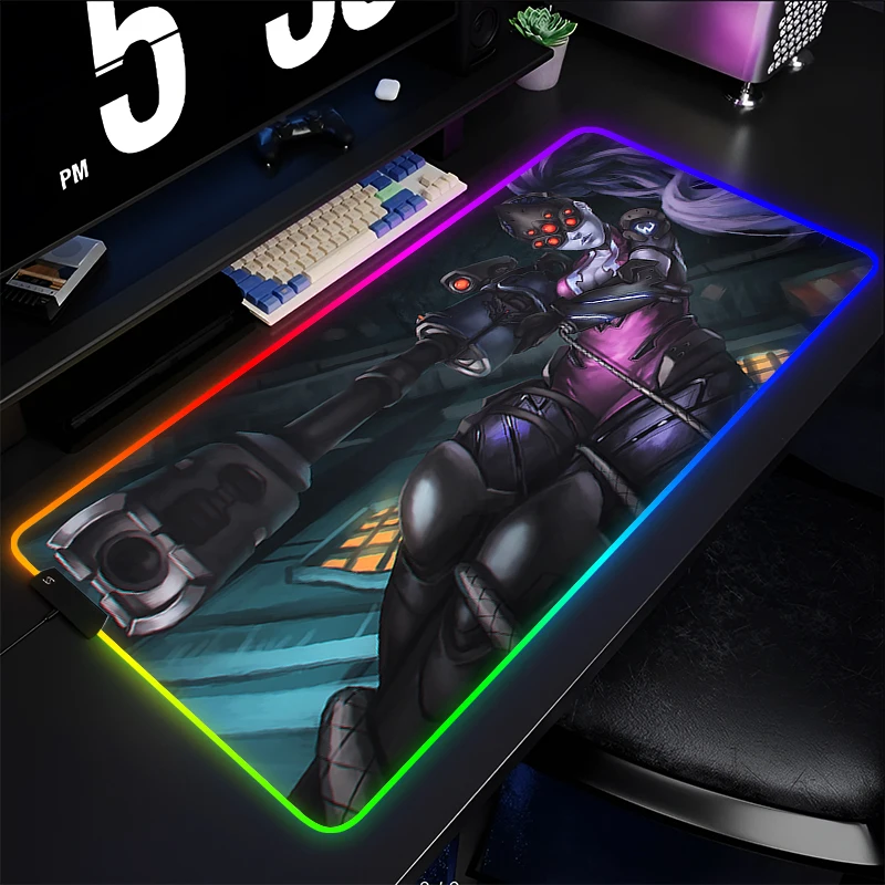 

LED Mouse Pad Gaming Accessories RGB PC Overwatch Widowmaker Keyboard Pad Gamer Designed Specifically For E-sports Game Mousepad