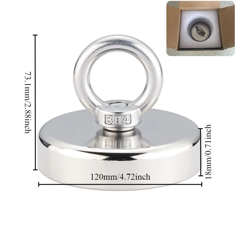 Supersterke neodymiummagneet, ijzer- en boorhefring, magnetische zuignap, bergingsartefactset