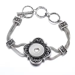 Fashion Flower pattern rhombus metal snap bracelet 24CM adjustable fit 18MM snap buttons snap jewelry wholesale SG0005