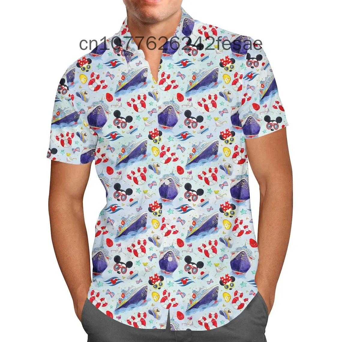 Cruise Disney Hawaiian Shirt Men\'s DCL Inspired Men\'s Button Down Short-Sleeved Shirt Trendy Disney Mickey Hawaiian Shirt