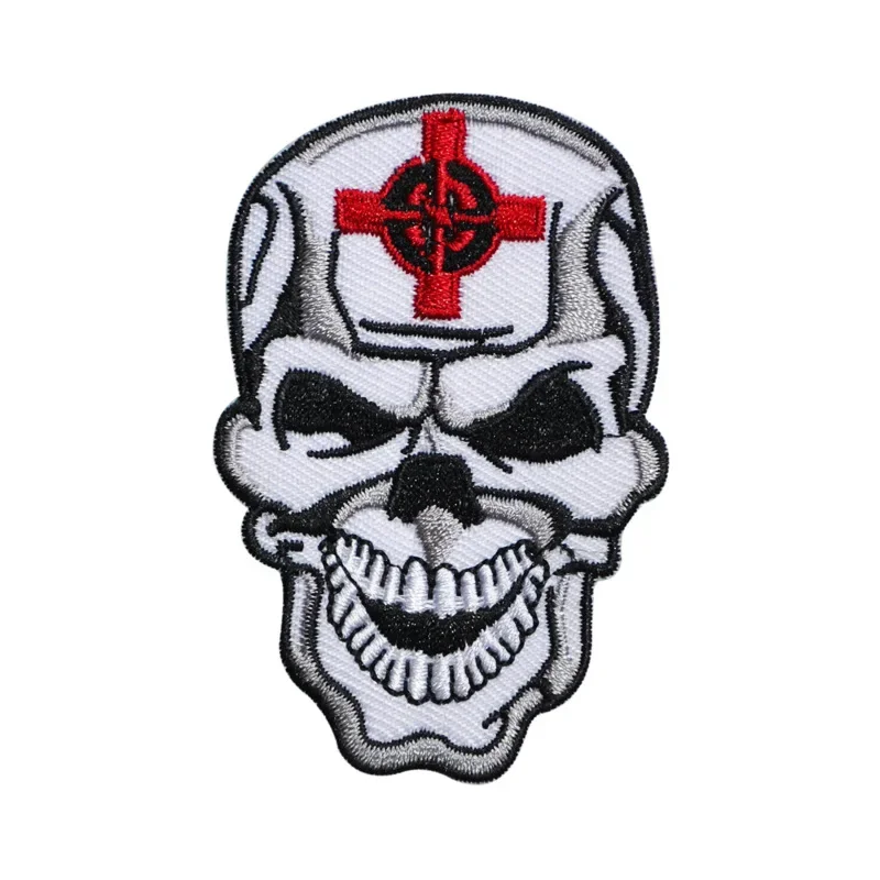 Fashion Skull Embroidered Badges Pirate Flag Jolly Roger Cloth Appliques Crossbones Emblem Iron on Patch Punk Fabric Stickers