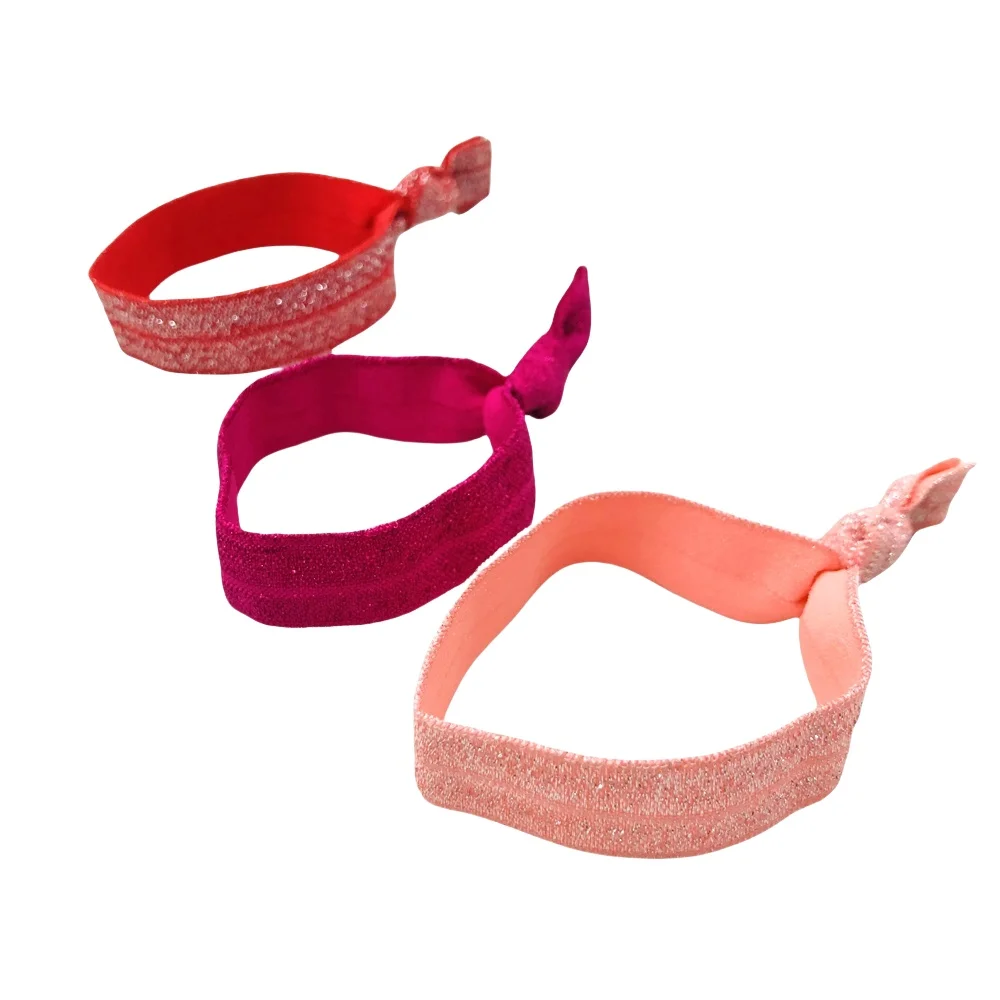 50 Stück/200 Stück glitzernde geknotete Haargummis, Pferdeschwanzhalter, bunt, keine Falten, elastisches Band, Handdreh-Armband, Zubehör – Detail 5