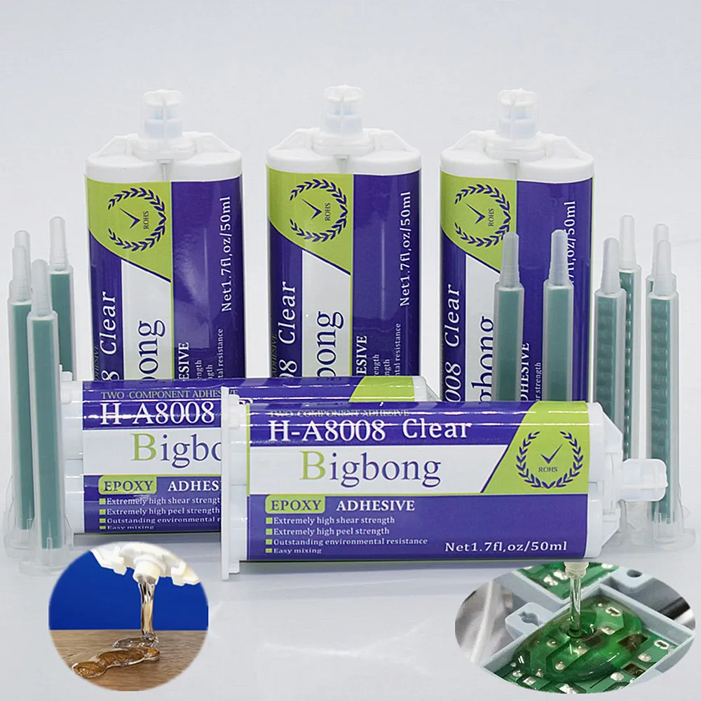 

5pc 1:1 Epoxy Structural Glue 50ml Strong Adhesives Transparent Resin AB Glues with 10pcs Static Mixing Nozzles Mixed Tube Set