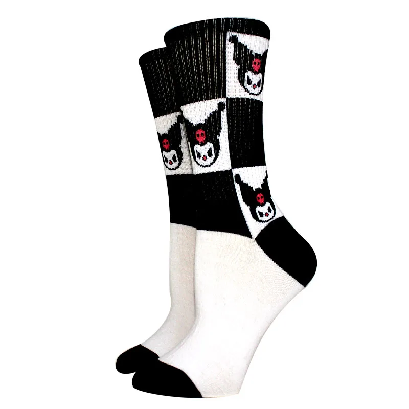 6 أزواج جديد الكرتون النساء الجوارب عادية kawaii الأوسط جوارب أنبوبية spuer لطيف جوارب بناتي جوارب بيضاء وسوداء أنيمي الجوارب حجم 35-40 #3