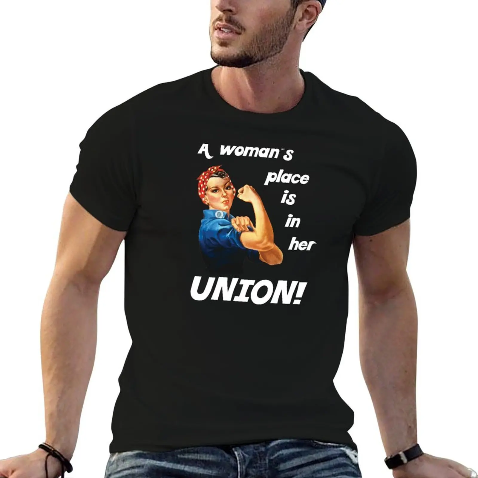 

Pro Union Strong - Union Proud Rosie the Riveter T-Shirt man t shirt cotton anime tshirt t shirt man casual T-Shirt