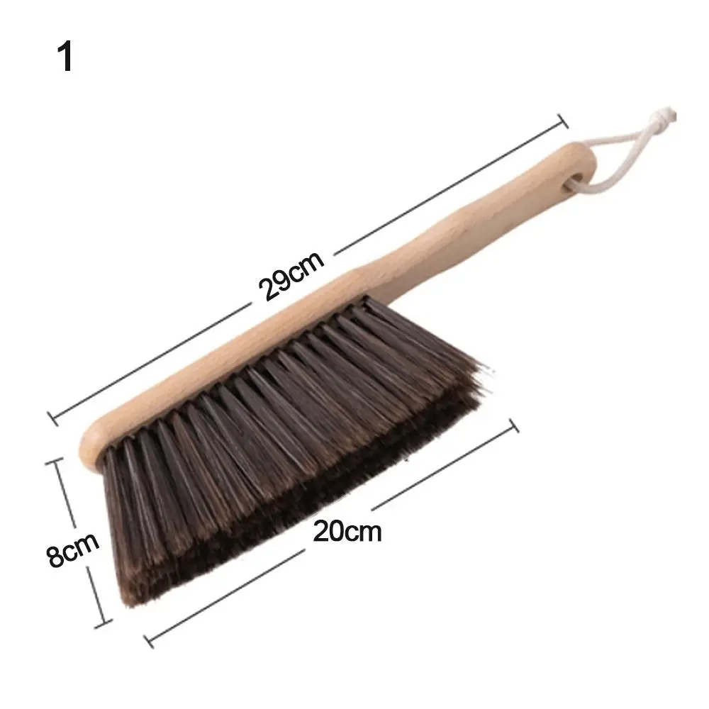 1PC Natural Wood Bristles Brush Anti-static Desktop Bar Grinder Coffee Powder Cleaning Brushes Domestic Bed Sweeping Broom