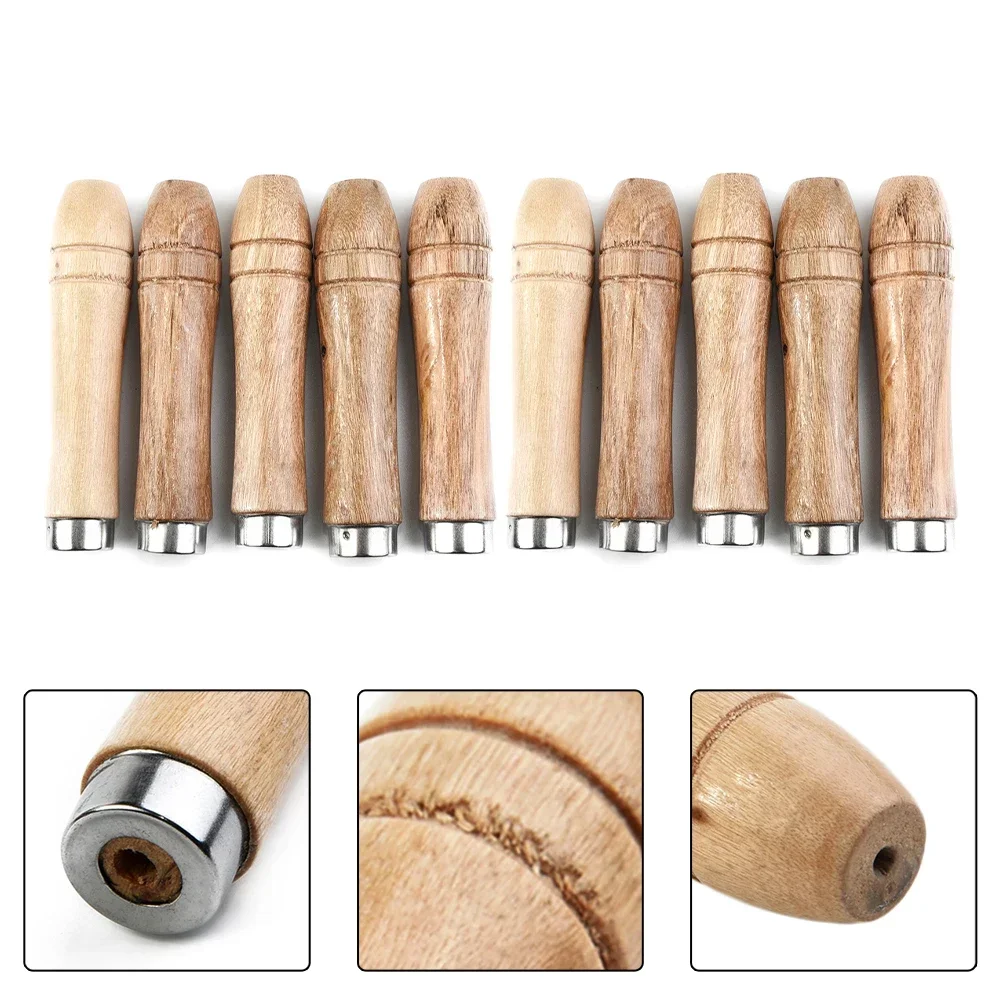 10pc Wooden File Handle Strong Metal Collar For File Craft Tool 9cm Wood Rasp Woodworking Polishing Tools Handle Replacement