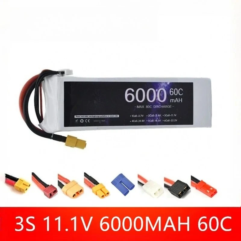Nova bateria lipo 3s 60c 11.1v 6000mah para drone rc carro helicóptero quadcopter tanque barco truggy bateria com plugue xt60/xt90/t/ec5