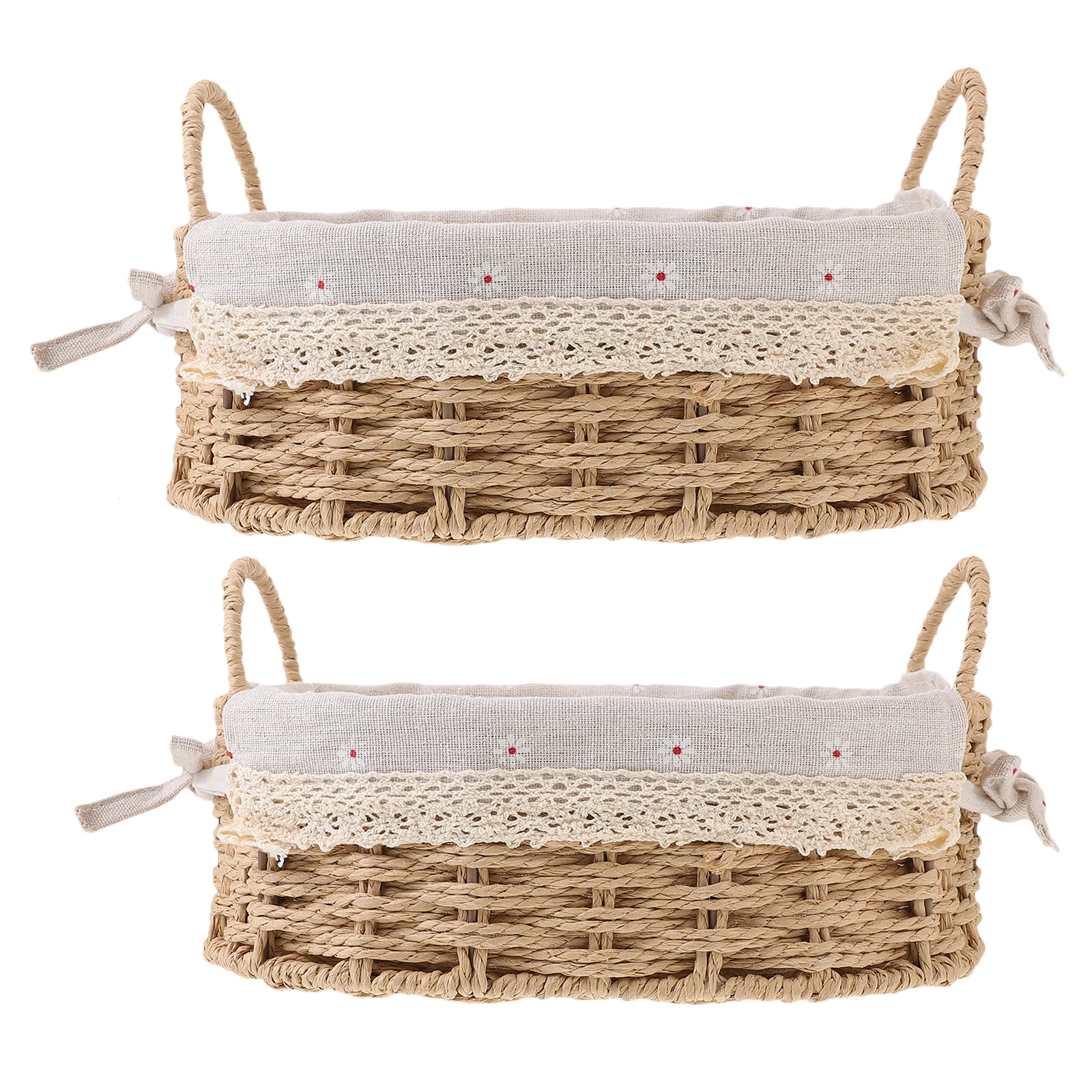 

1 set Multi-Function Woven Home Supplies Basket With Liner Household Organizer Tidy Container For Desktop Clothes