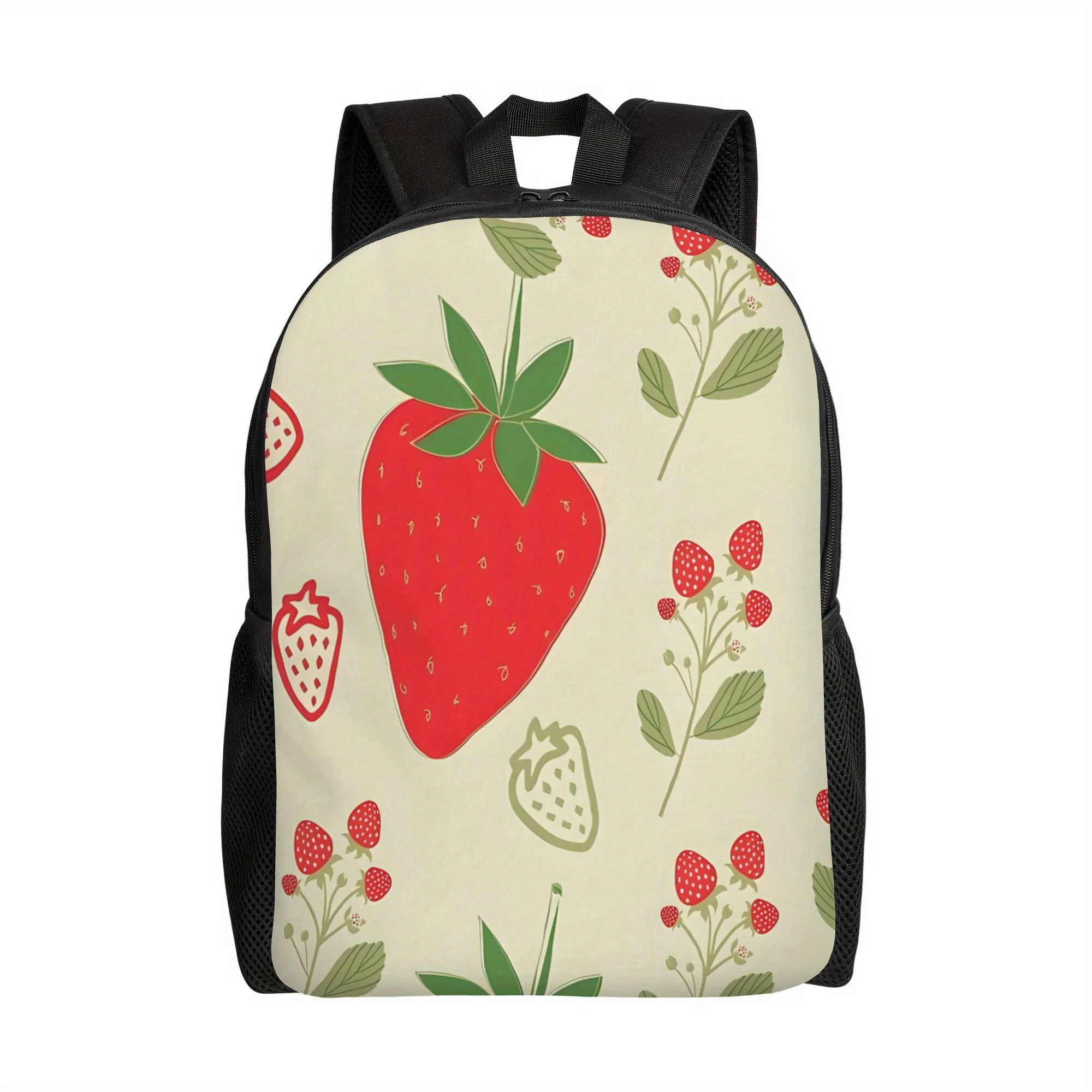 

Рюкзак с клубничным принтом, регулируемые плечевые ремни, легкий рюкзак, сумка для отдыха и поездок.