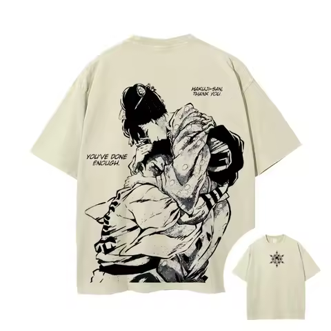 Demon Slayer Men's and Women's Washed T-Shirt Akaza Koyuki Summer Spring Anime Tee Retro Distressed Versatile Y2k Short Sleeve