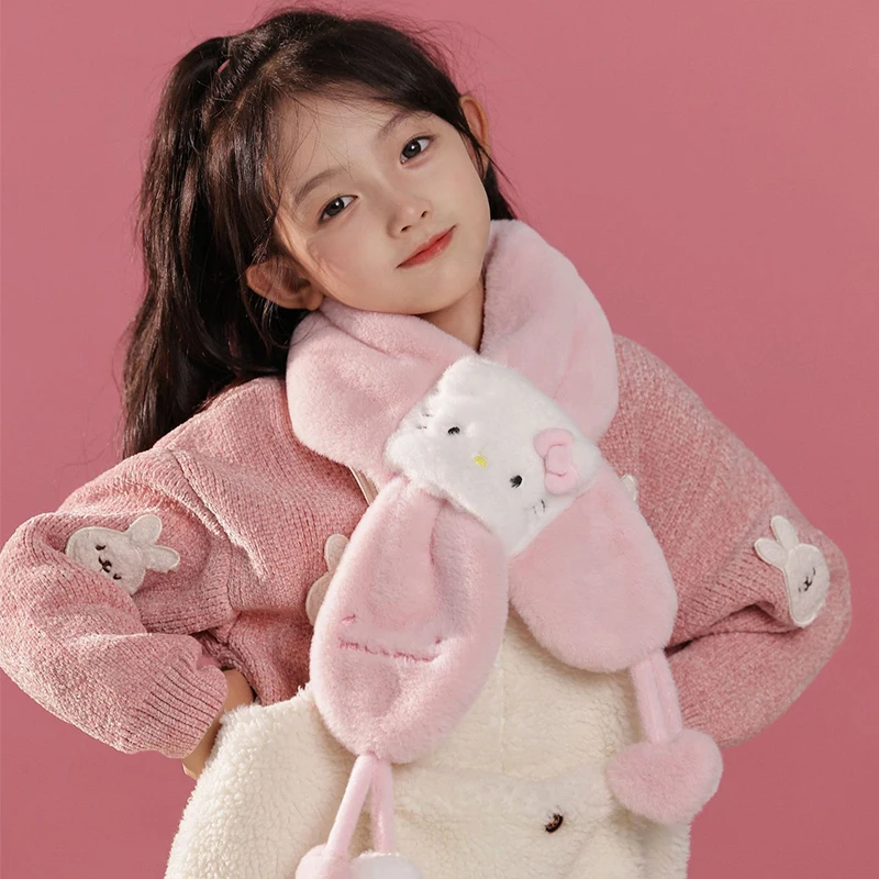 Miniso Hello Kitty zimowy szalik dla dzieci dzieci kreskówka osłona na szyję przedszkole chłopcy dziewczęta ocieplacz na szyję studencka chustka na szyję prezent dla ucznia