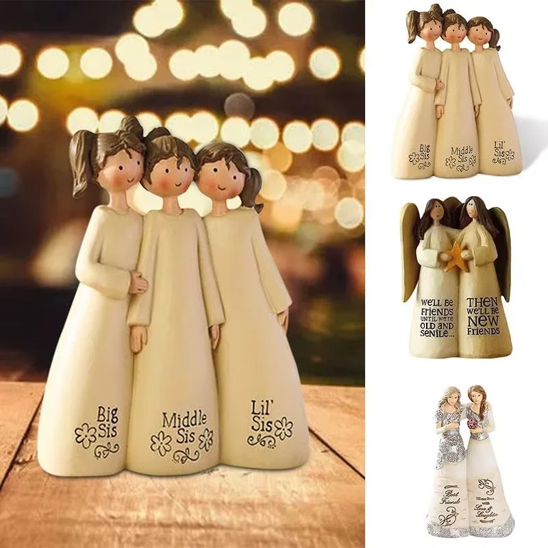 

Angel Sisters Friendship Sculpture Angel Statue Desktop Living Room Home Garden DecorationChristmas Decoration Ornament