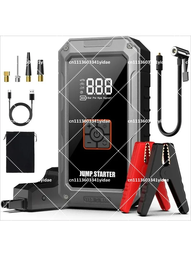 Portable Car Jump Starter 6000A with 150PSI Air Compressor, 12V Power Pack & LED Light