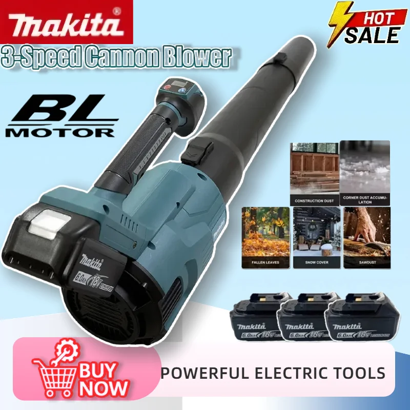 

Аккумуляторная воздуходувка Makita, 3-скоростная, сверхмощная, для уборки листьев, снега и пыли, электроинструмент для продувки.