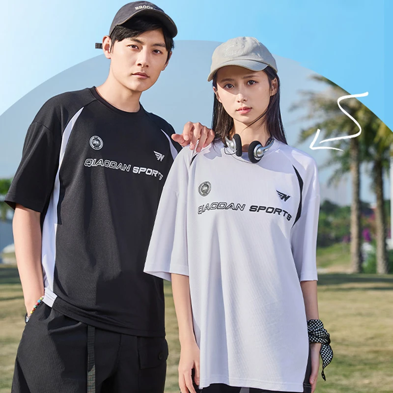 QIAODAN Fashion Sports Short-sleeved T-shirts for Men and Women 2024 Summer New American Casual Trend Breathable Top XHS23241983