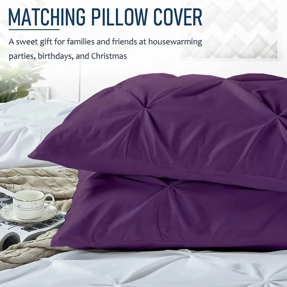 1000-TC Hypoallergenic Ultra Sot Design 100% Egyptian Cotton Pinch Plated Duvet Cover with Zipper Colser & 2pcs Pillow Case Set