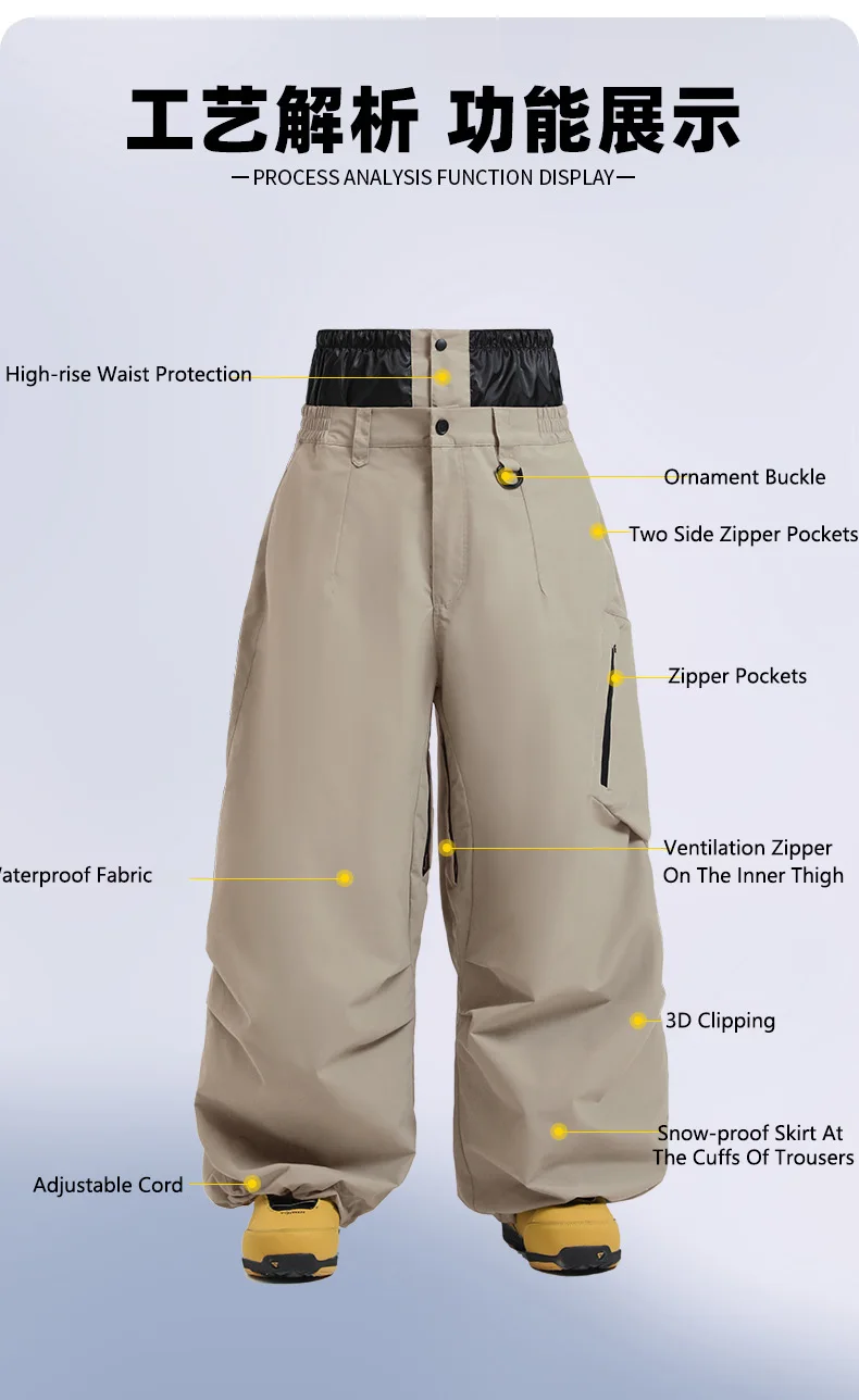 Gsou Snow Herren- und Damen-Snowboardhose, wasserdichte, winddichte Skihose, Thermo-Winter-Arbeitskleidung, lockere Passform, Outdoor-Sportbekleidung – Detail 34