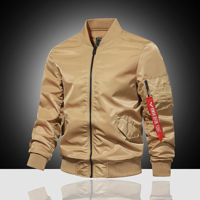 Spring and Autumn New Air Force MA1 Pilot Jacket Men\'s Solid Color Baseball Suit Casual Versatile Large Work Cycling Jacket