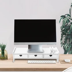 Computer Monitors Stand Riser Rack With Drawers Keyboard Storage For Student Desktop Storage Computer Pad Heightened Shelf Rack