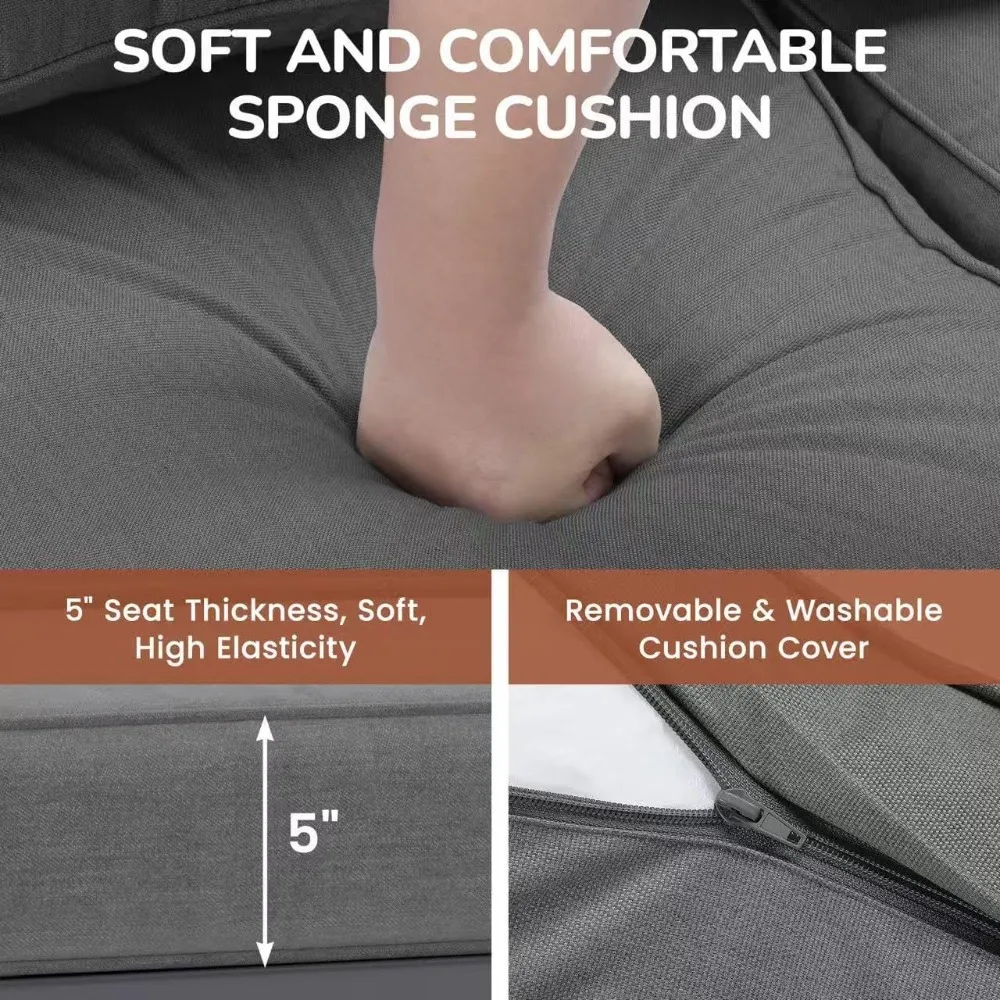 مجموعة أثاث الفناء المصنوعة من الألومنيوم لجميع الأحوال الجوية، مجموعة أثاث خارجي معدني كبير الحجم مع مقعد عميق 27.5 بوصة ومسند ذراع عريض 3.2 بوصة #4