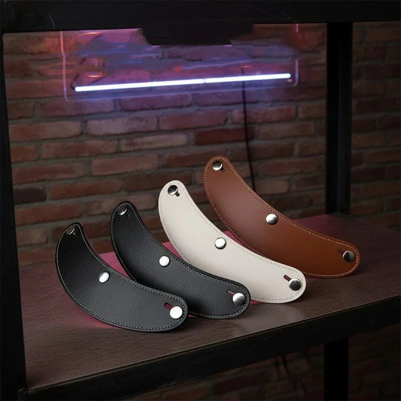 Retro 3 Pin Helmet Visor Brim Leather Removable For Scooter Bike Motorcycle Helmet Brim Flip Up Windshield Rain Sun Protection