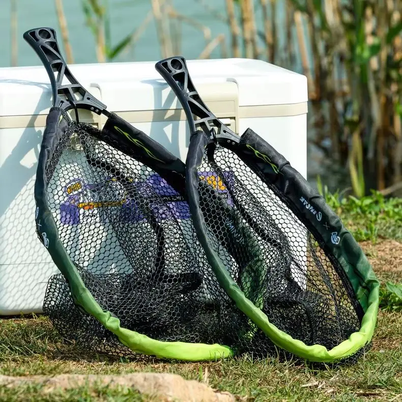 Portable Folding Landing Net 34/41cm Durable Metal Dipnet Quick Drying Glued Fishing Mesh Practical Outdoor Fishing Accessory