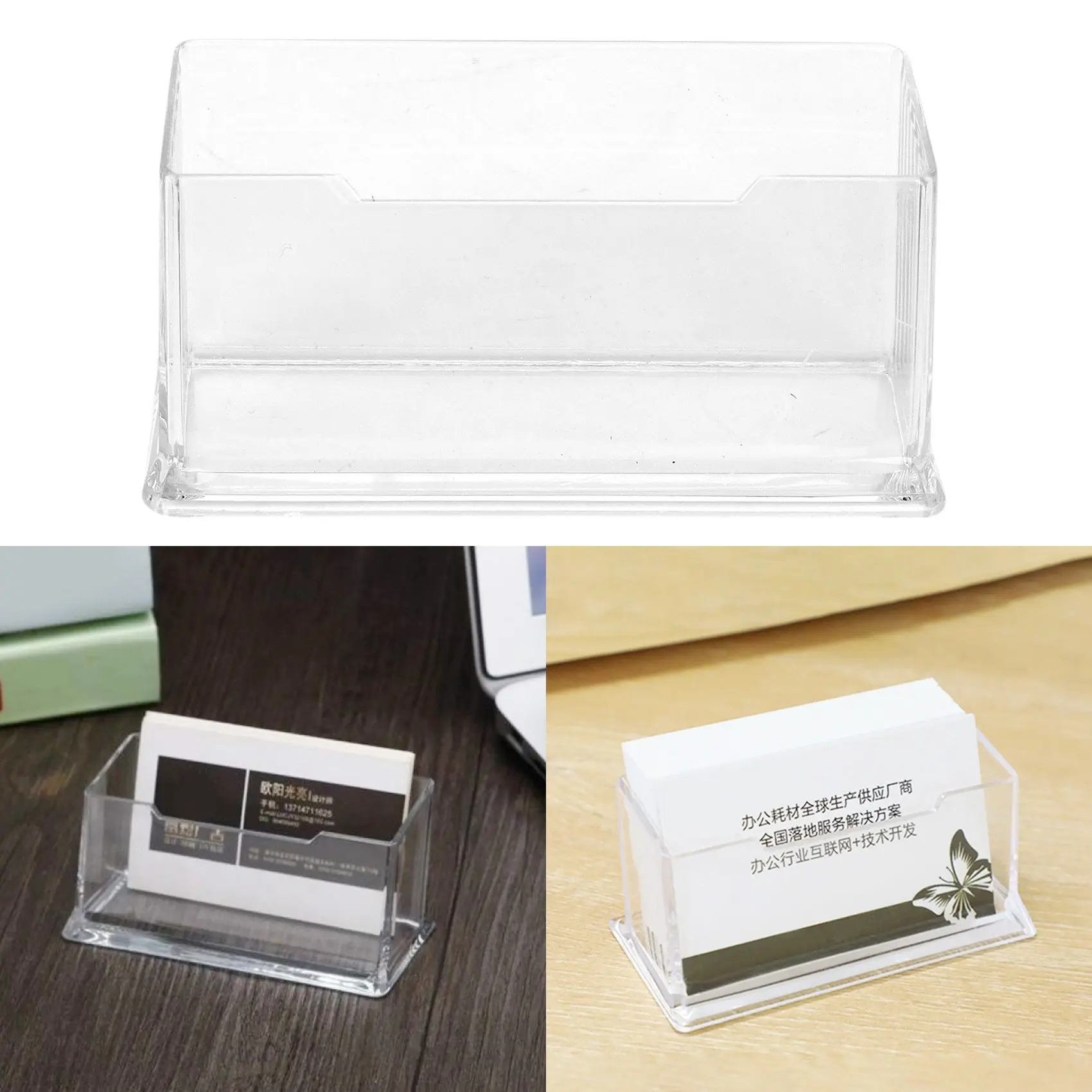 Y03A New Clear Desktop Business Card Holder Display Stand Acrylic Plastic Desk Shelf