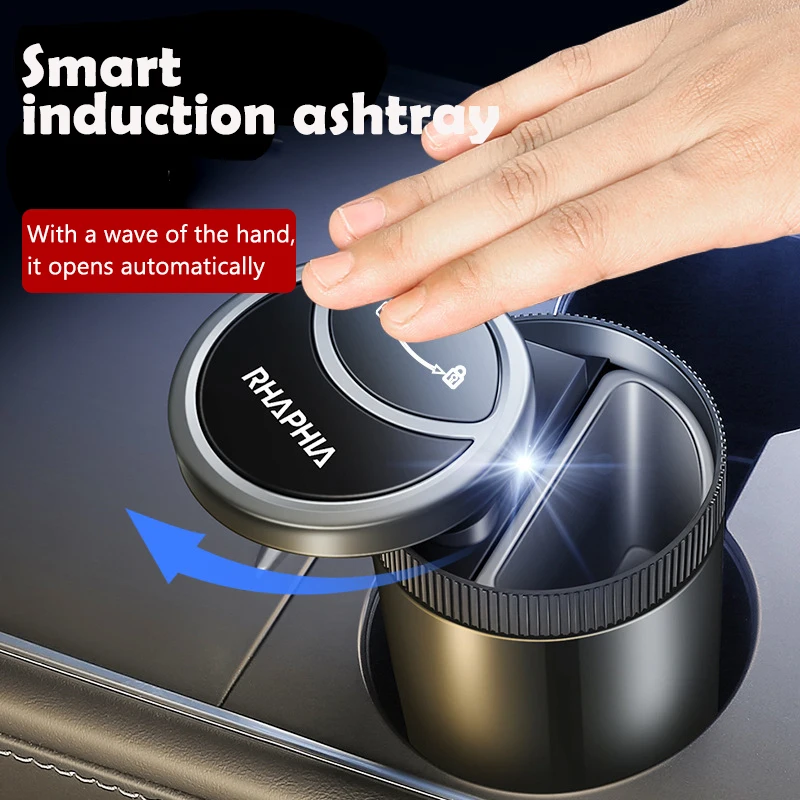 

New car ashtray intelligent automatic sensing deodorant LED Blue light portable stylish and beautiful car interior accessories