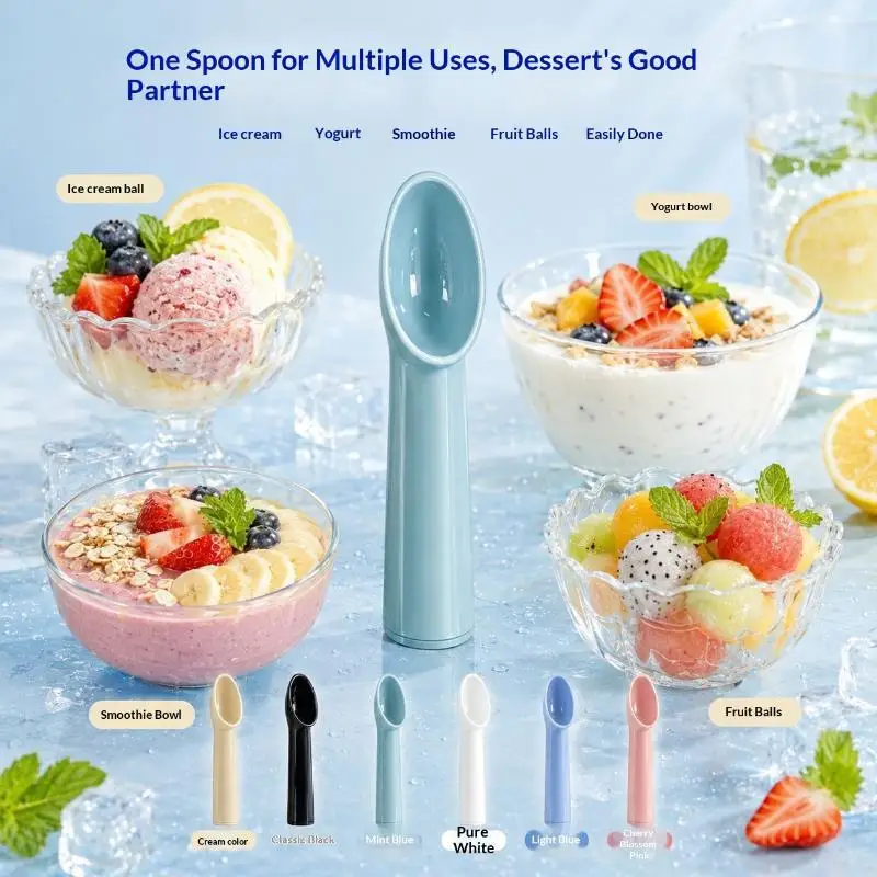 Durable Plastic Ice Cream Scoop Ergonomic Non-Slip Handle Assorted Pastel Colors Ideal for Home Kitchen Picnic Party Use