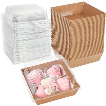 5/10pcs Kraft Paper Cake Dessert Donut Box Cookie Sandwich Food Containers Wedding…