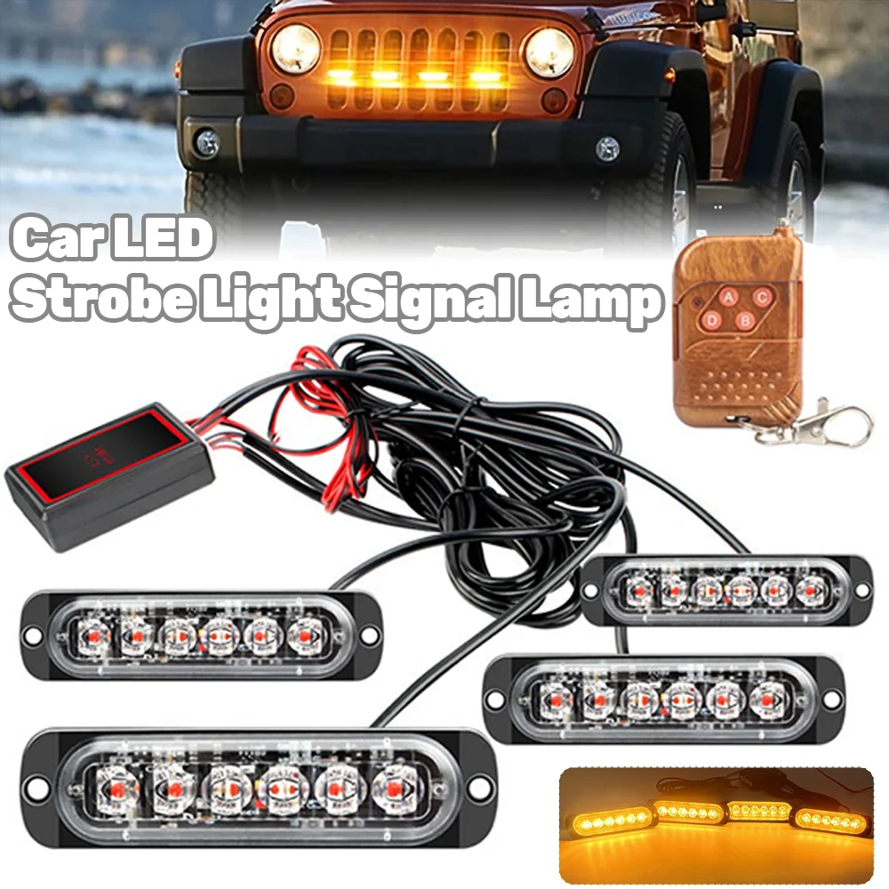12v車用led警告ストロボランプ緊急信号灯高輝度アンバーブルーレッドホワイトフラッシャー（車、トラック、バン、suv、オフロード用）
