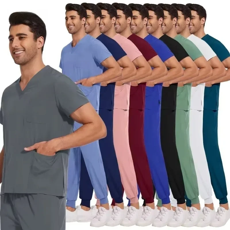 

New Lightweight Anti-wrinkle Surgical Uniform Woman Men Medical Nurse Scrub Set Soft Breathable Jogger Nursing Clinical Workwear