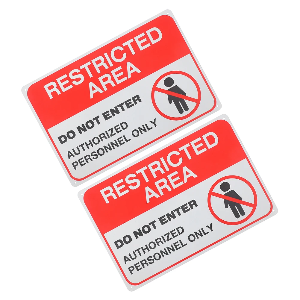 2pcs Warning For Outside: Keep Out No Entry Sign Metal Weatherproof Do Not Enter Caution Indicator Private Restricted Zone