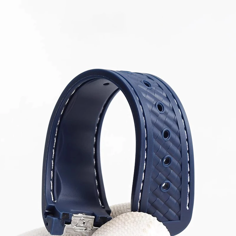 Cinturino per orologio in gomma siliconica con estremità curva da 20 mm per Omega Seamaster 300 AT150 Aqua Terra cinturino con fibbia in acciaio ultra leggero 8900