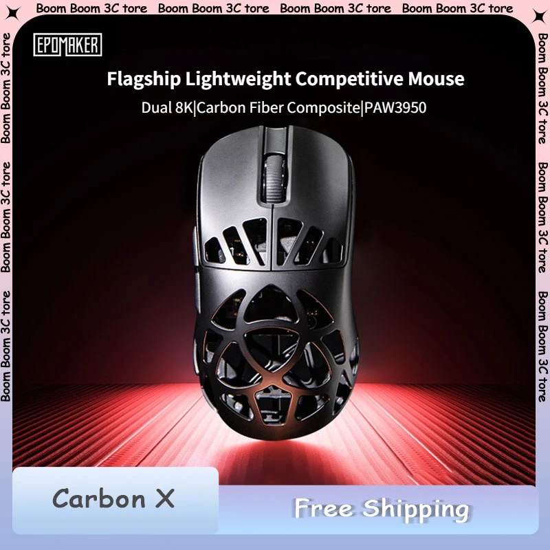 

EPOMAKER Carbon X Tri Mode Wireless Mouse Paw3950 8000Hz Gaming mouse Carbon Fibre Hollow-Out Lightweight Mice PC Accessories