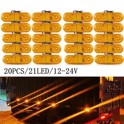 20PCS Oval Side Lights 21LED Indicator Clearance Lights Car Side Marker Lights Waterproof for Truck Trailer LED Flash Lights