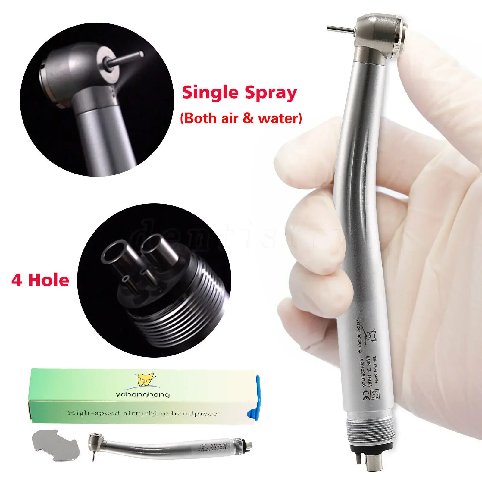 Dental 45/90 Degree High Speed Handpiece Push Button Turbine 2/4 Hole Fit Nsk Pana Max