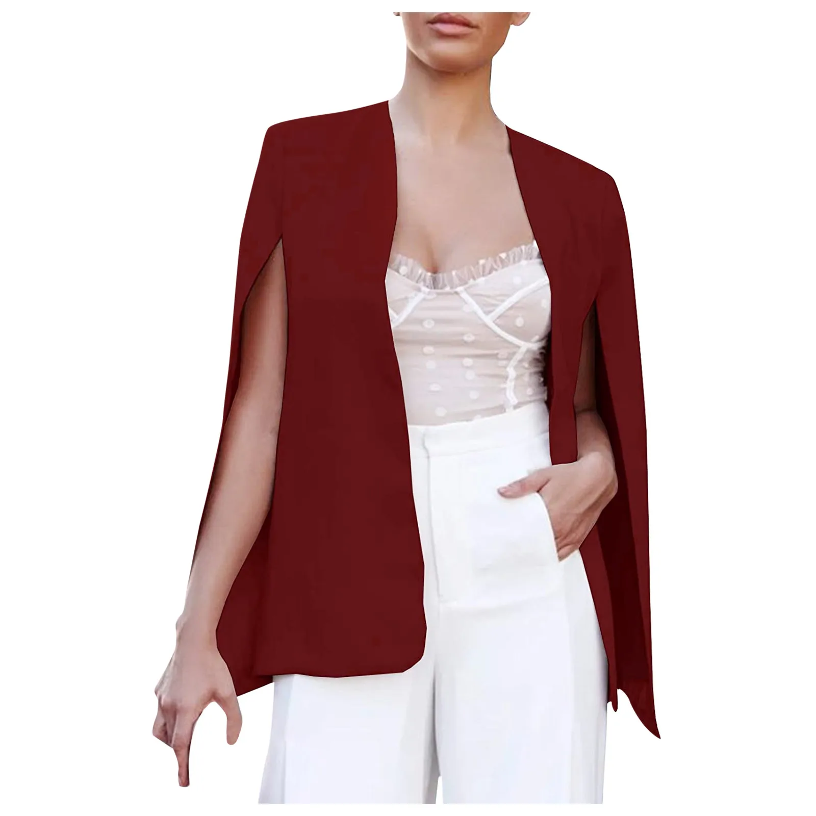 Blazer à manches fendues pour femmes, veste imbibée, élégant, chic, bureau, olympiques de travail, manteau, cape, cardigan, vêtements d'extérieur, dames, automne, printemps, nouveau