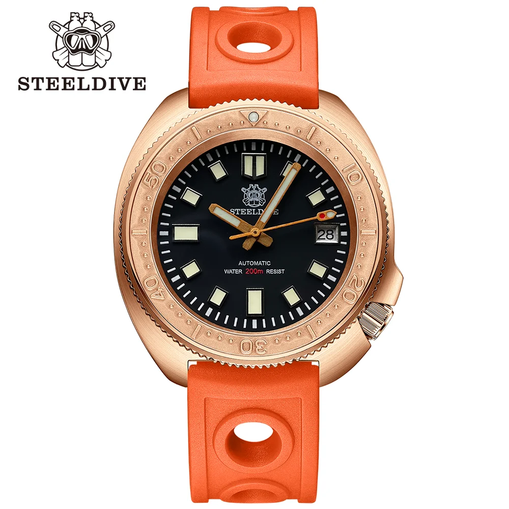 STEELDIVE SD1970S V2 Luxury Bronze Dive Watch Sapphire Mirror Swiss Luminous NH35 Movement 200M Waterproof Mechanical Abalone