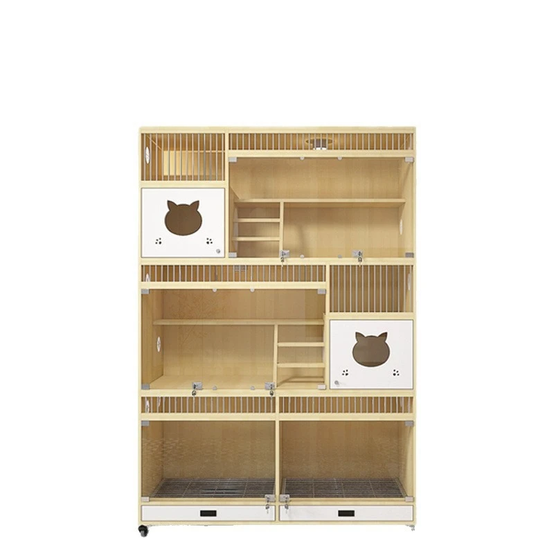 Pet store cage villa cat and integrated cabinet cage three-layer foster cabinet solid wood display cabinet