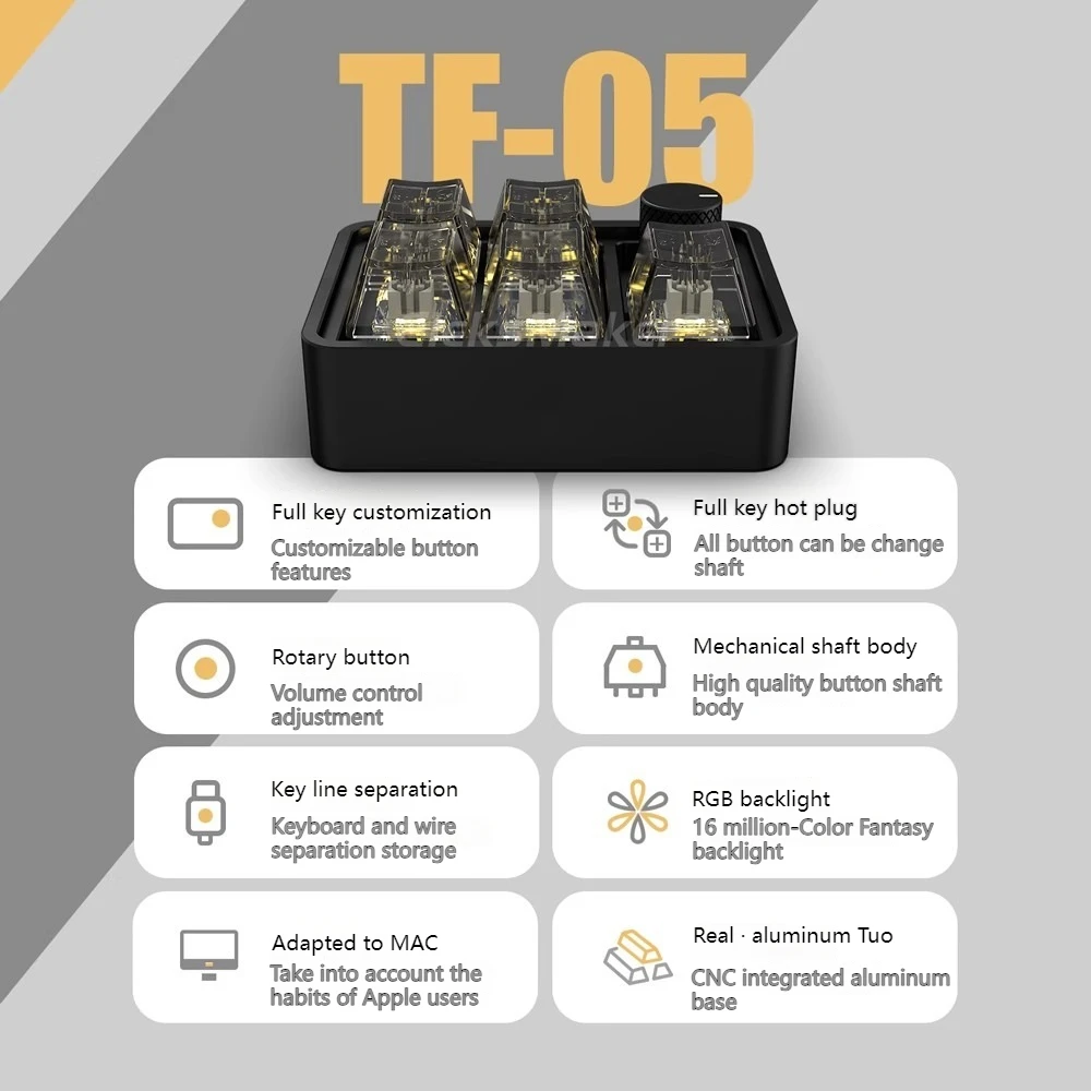 Aluminum Alloy Mini Mechanical Keyboard Full Key Hot-swappable Programmer Keyboard Customized RGB Volume Small Keyboard Gifts