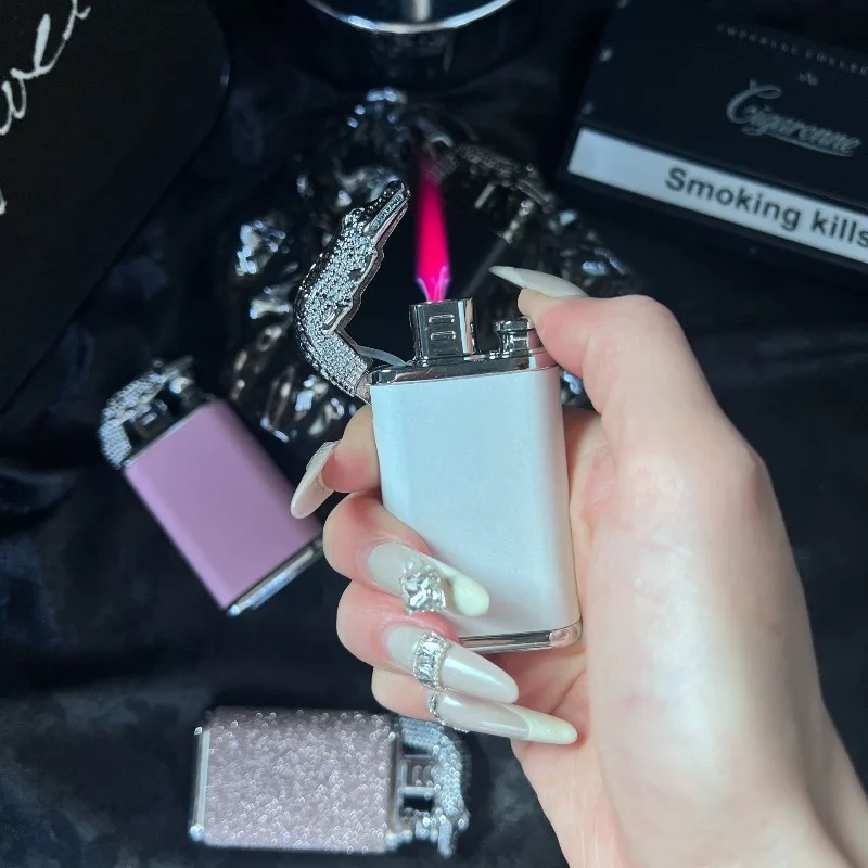 Creative Dual Flame Lighter with Switchable Open Flame Direct Charging. Metal Inflatable Cigarette Lighter, Men's Gift