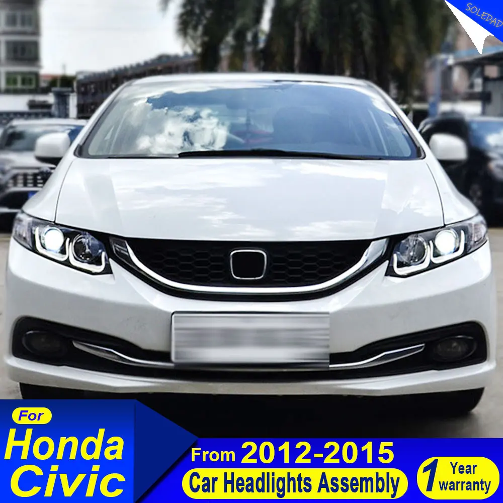 LED Head Lamp for Honda Civic 9 LED Headlight 2012 2013 2014 2015 Civic 9.5 DRL Turn Signal High Beam Angel Eye Projector Lens