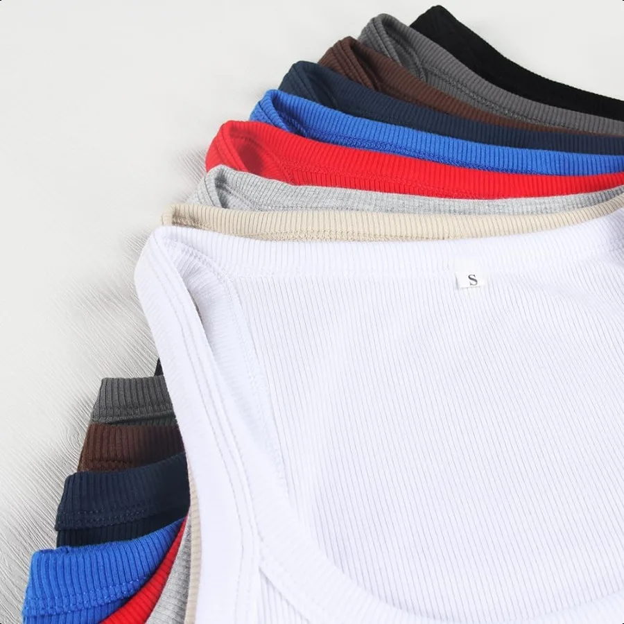 Artfish Damen-Tanktop mit Spaghettiträgern, gerippt, tailliert, Workout, Racerback, U-Ausschnitt, Basic-Cami-Shirts