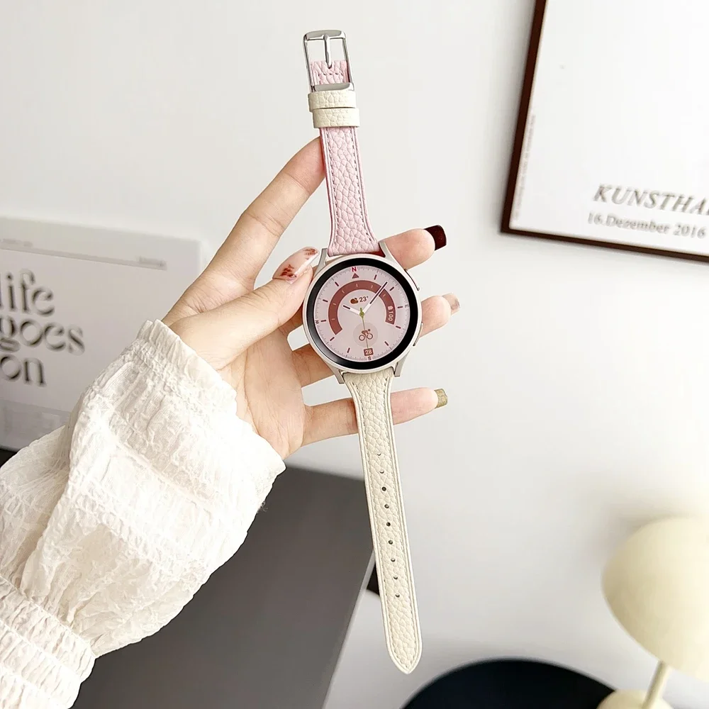 حزام ممتاز لساعة سامسونج جالاكسي 7 FE 5 Pro 4 6 كلاسيكي 44 ملم 40 ملم سوار رياضي حلقة جلدية كوريا